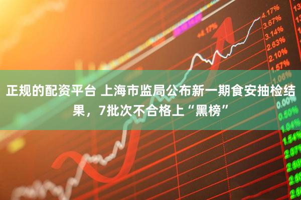 正规的配资平台 上海市监局公布新一期食安抽检结果，7批次不合格上“黑榜”